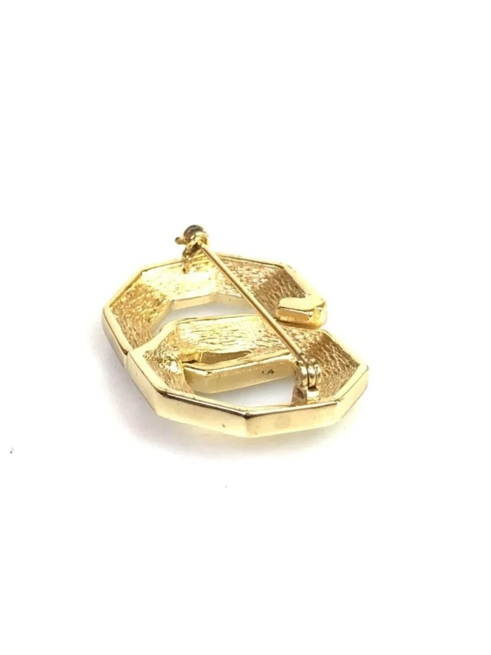 Dior Brooch Gold Interlocking Rhinestone